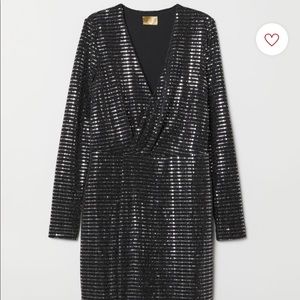 Black and Silver Sequin Wrap dress